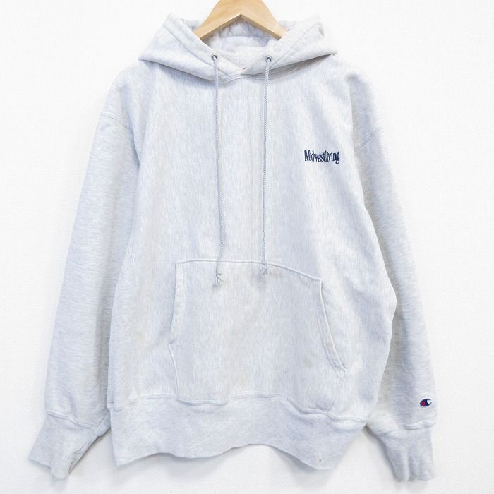 XL/古着 長袖 チャンピオン Champion リバースウィーブ パーカー メンズ 00年代 00s ミッドウエスト 薄グレー 霜降り【spe】 26apr22
