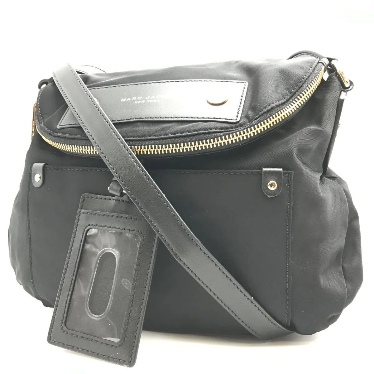 美品　MARC JACOBS　マークジェイコブス　ショルダーバッグ　ナイロン×レザー　斜め掛け　ブラック系　1694