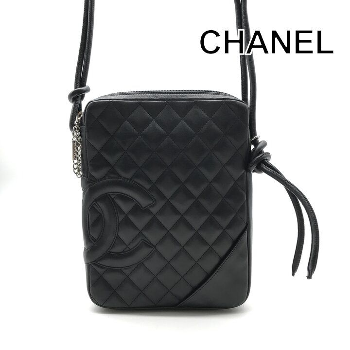 良品 CHANEL シャネル カンボン マトラッセ ラムスキン ショルダー バッグ ブラック レディース ブランド カバン BAG a12669