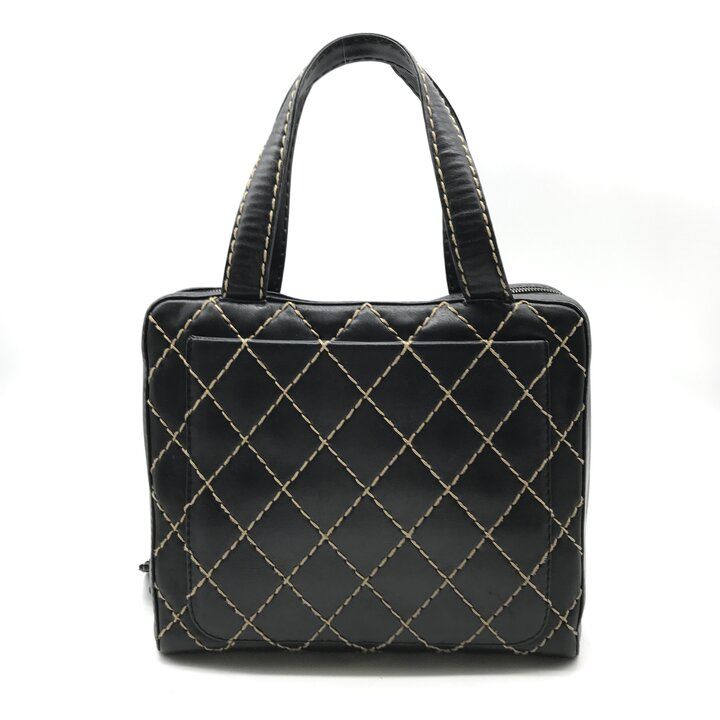 良品 CHANEL シャネル ココマーク ワイルドステッチ レザー ハンド
