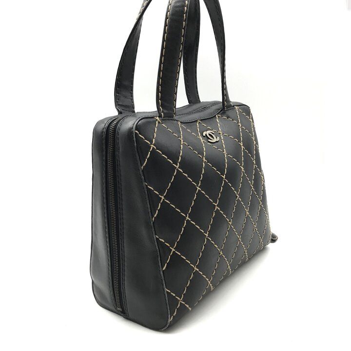 良品 CHANEL シャネル ココマーク ワイルドステッチ レザー ハンド