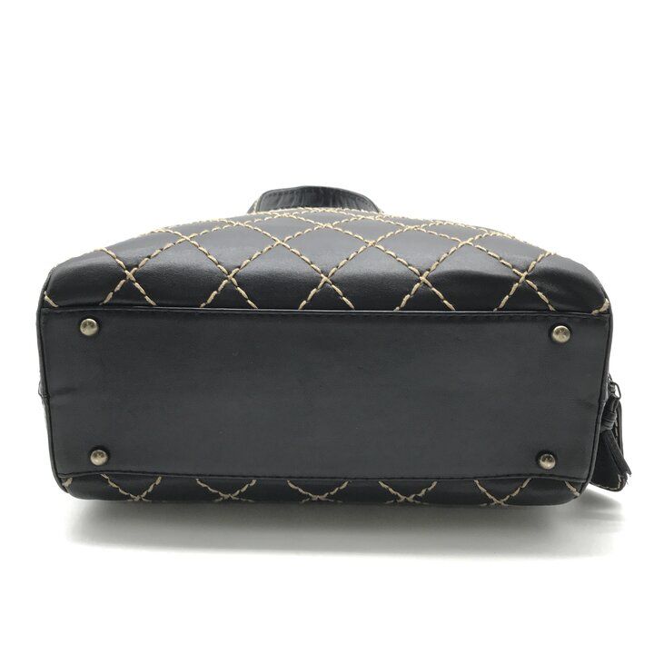 良品 CHANEL シャネル ココマーク ワイルドステッチ レザー ハンド