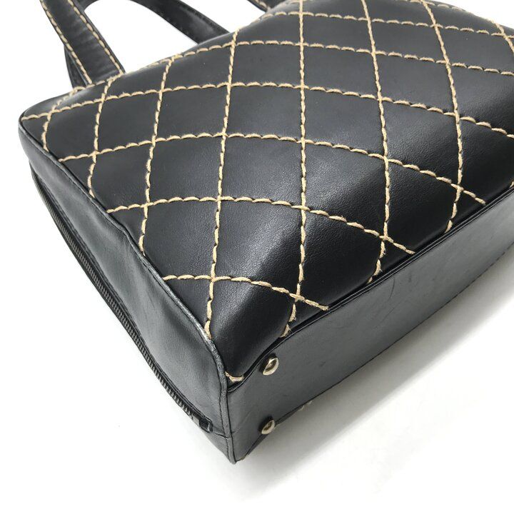 良品 CHANEL シャネル ココマーク ワイルドステッチ レザー ハンド
