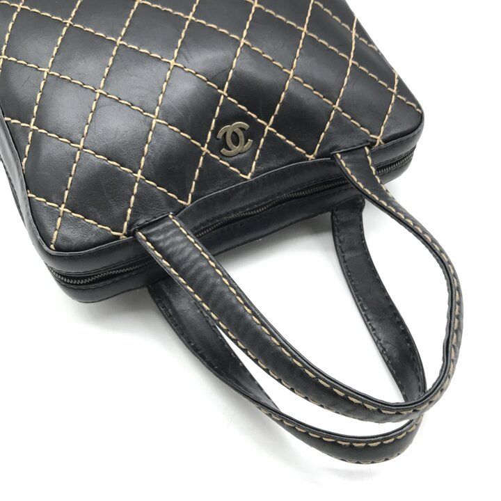 良品 CHANEL シャネル ココマーク ワイルドステッチ レザー ハンド