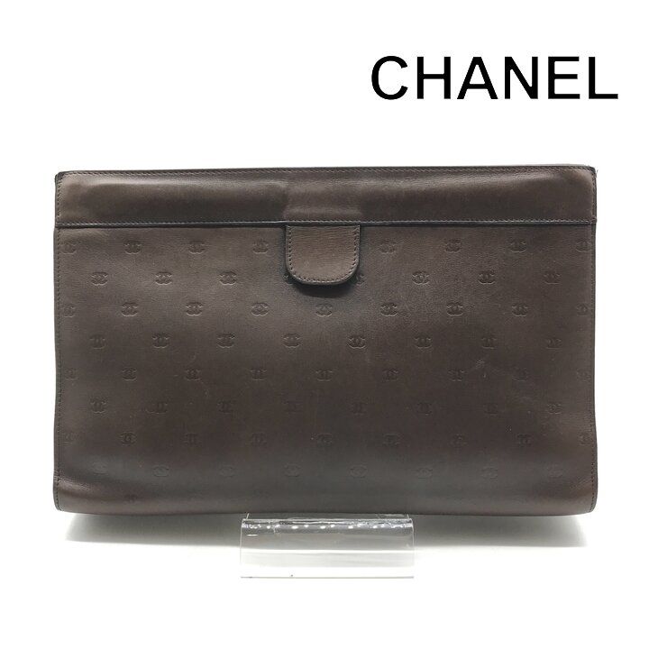 良品 CHANEL シャネル ココマーク クラッチ セカンド バッグ レザー フォーマル ブラウン レディース ブランド 鞄 a13015