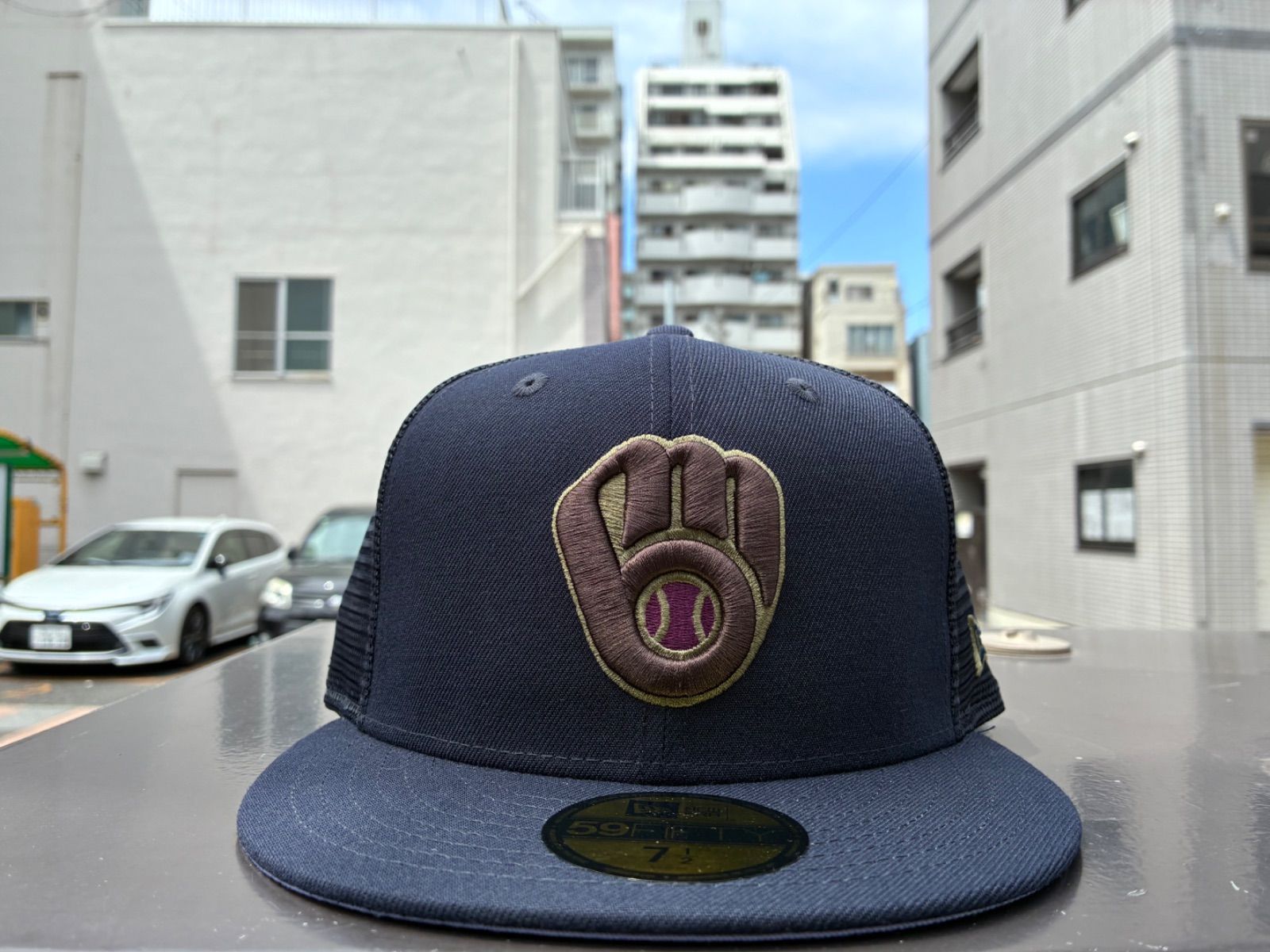 NEW ERA 59FIFTY トラッカー ミルウォーキー・ブリュワーズ Hydrangea ネイビー 7 1/2 ¥6600 + 送料¥550