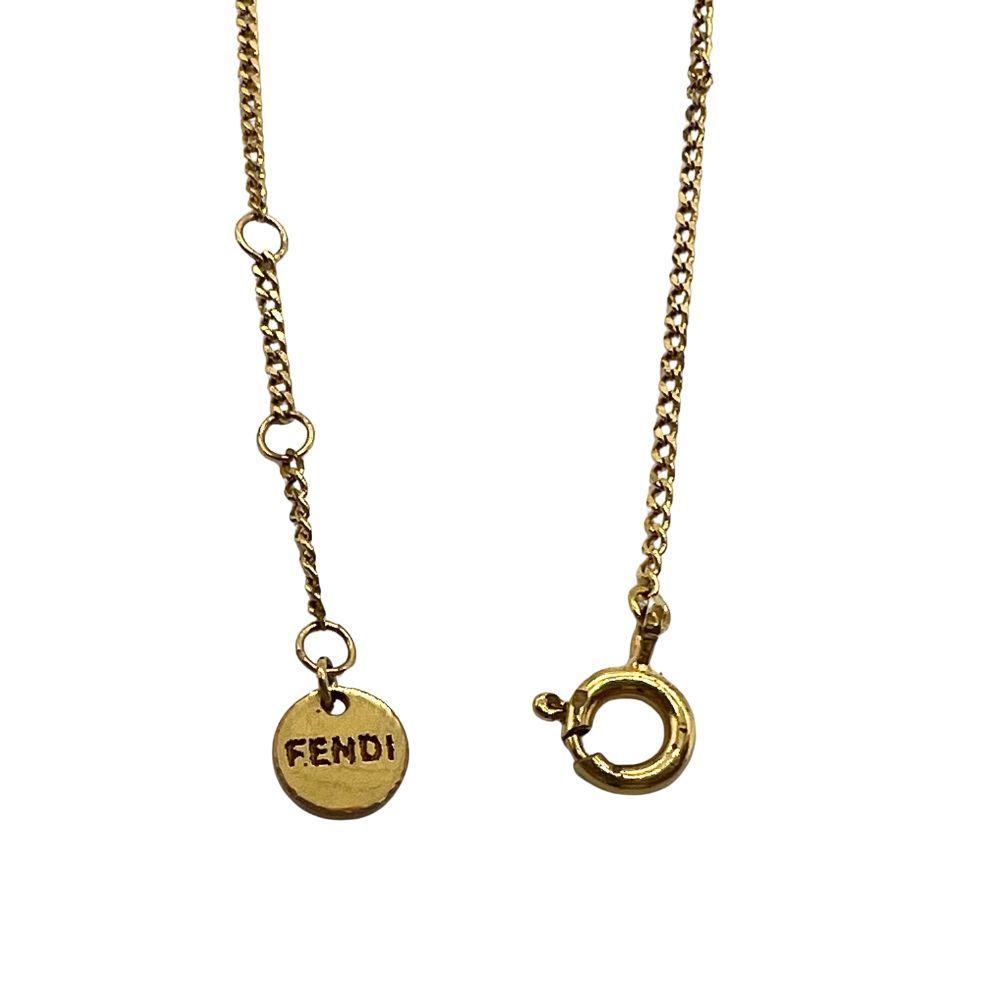 玉津店 中古】FENDI フェンディ ロゴ ネックレス ゴールドカラー