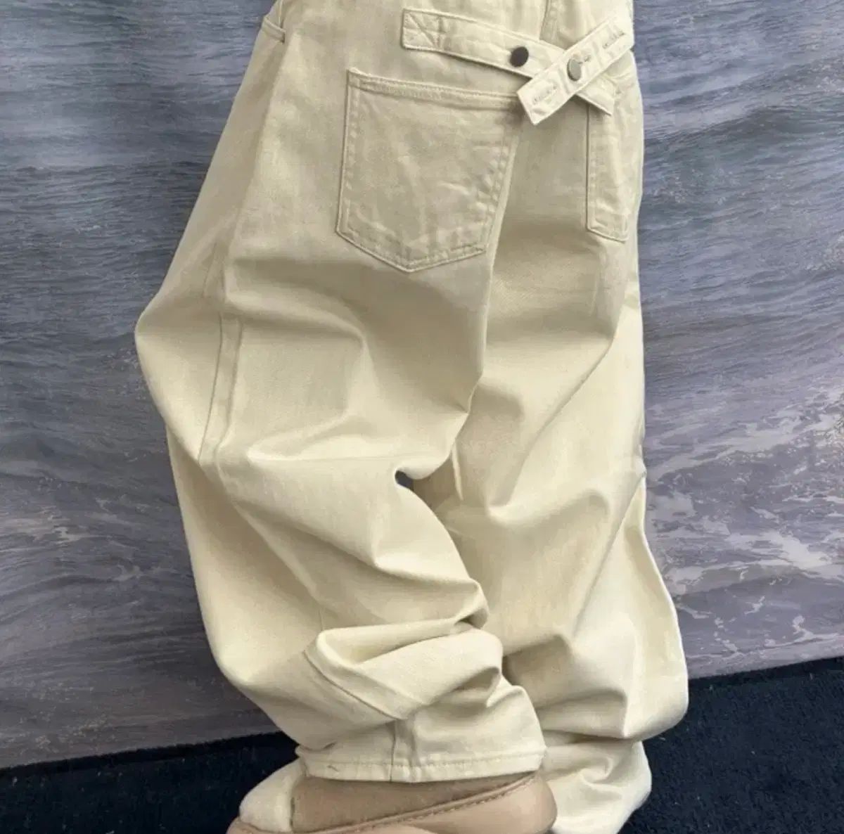 ably Kimis ストラップ LINE バッグ POINT コットン ワイド パンツ ブラック