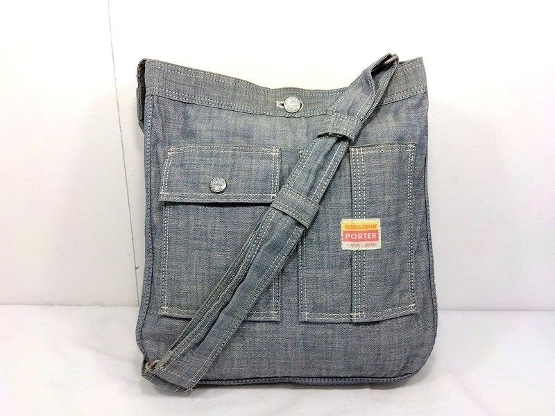 26g-507k【中古】PORTER ポーター　70周年　リバーシブル　デニム　ショルダーバッグ
