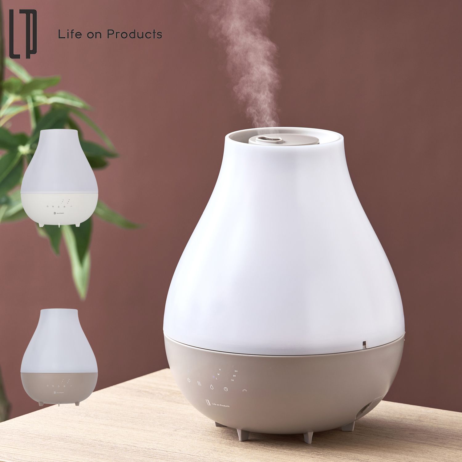 ライフオンプロダクツ Life on Products 加湿器 卓上 上部給水式 お手入れ簡単 3300ml ハイブリッド式 アロマ ナイトライト LCAHF017 6,996円