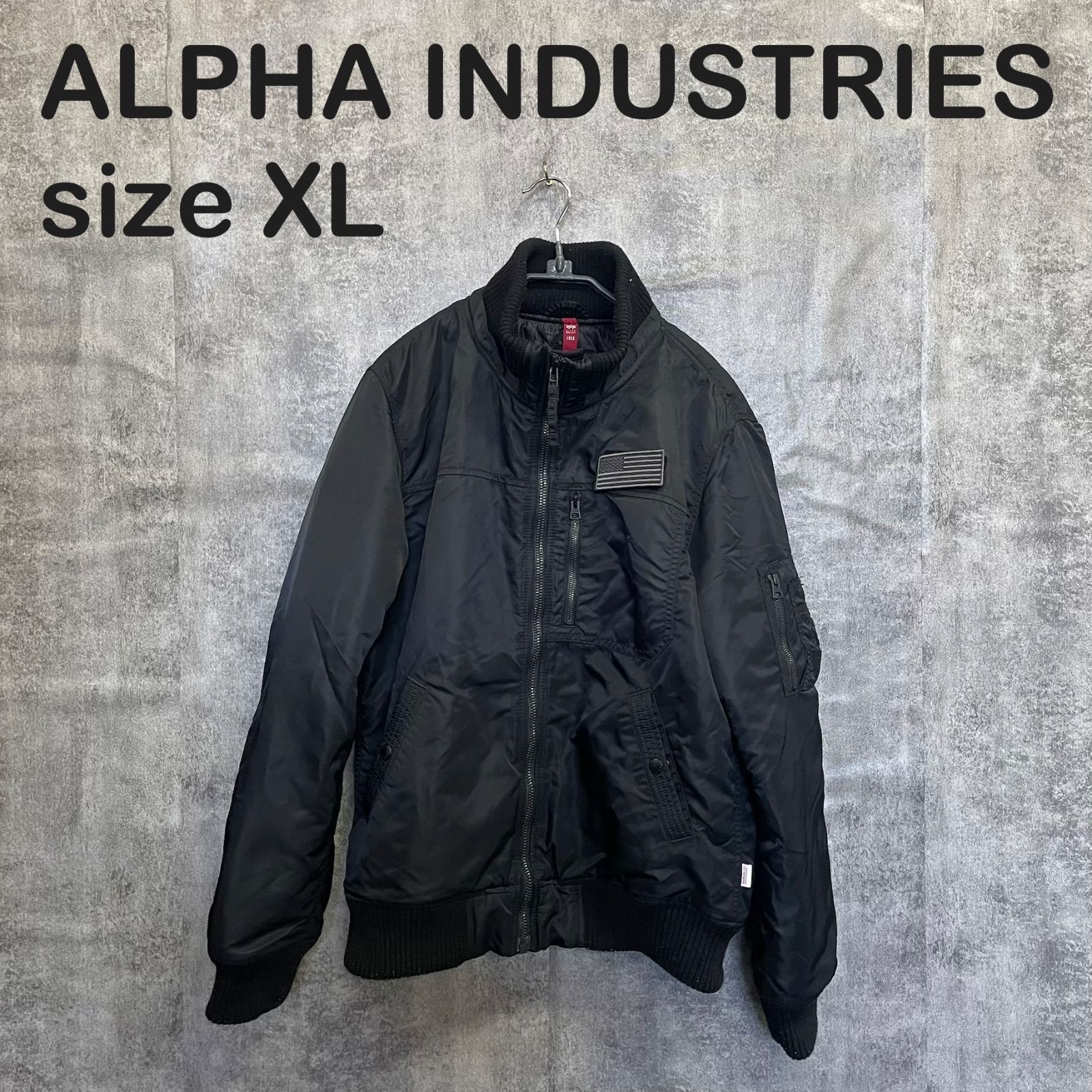 T-1345】ALPHA INDUSTRIES XL MA1 フライトジャケット 黒 ミリタリー