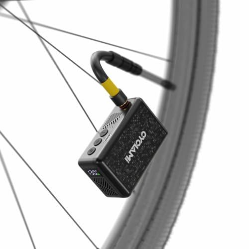 ☆新品☆AM6 自転車用 電動空気入れ 130PSI ロードバイク 携帯ポンプ 気圧表示 自動停止 超小型 軽量 LEDライト付き Type C 充電式 米式・仏式バルブ対応 エアーホース付き 日本語説明書 95440077