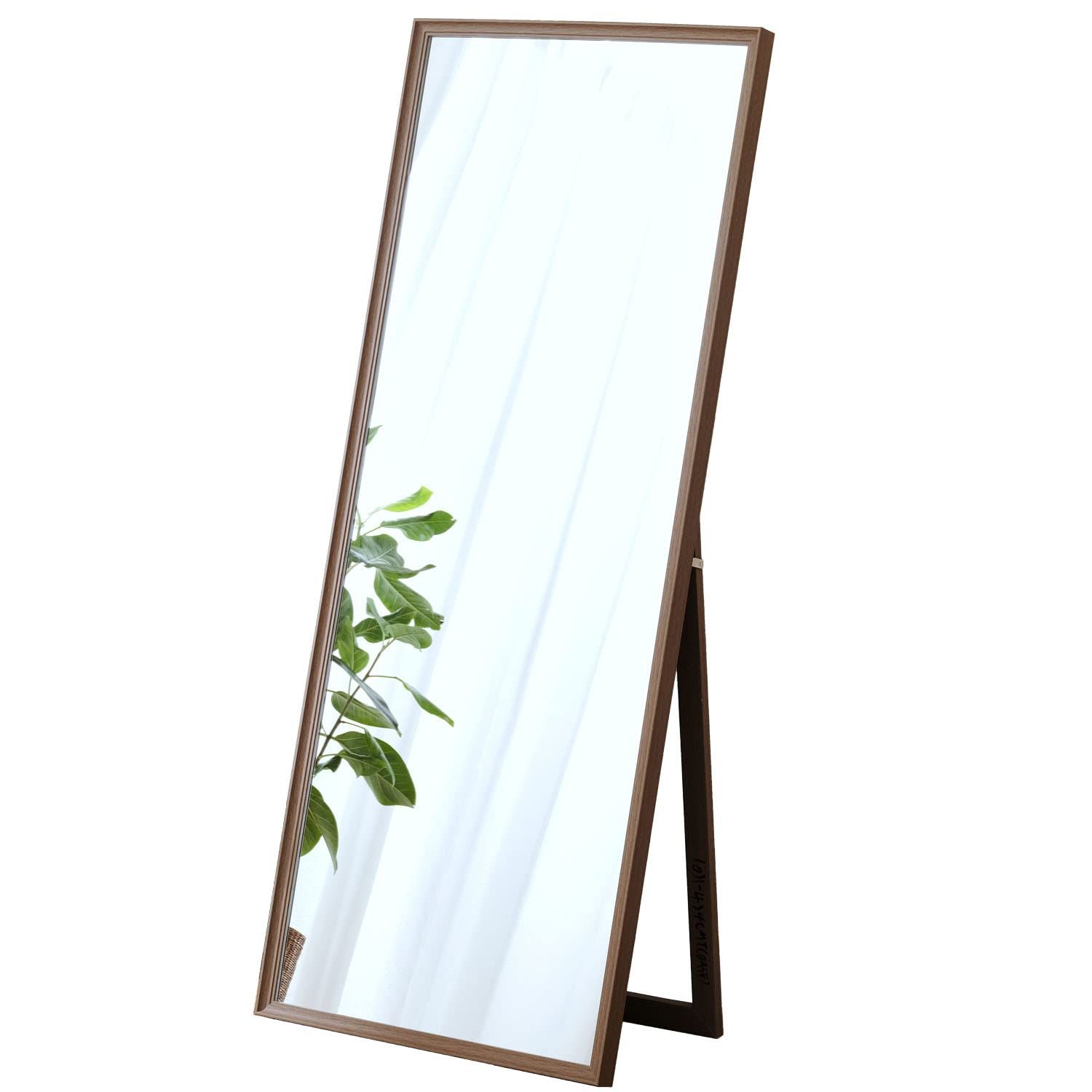 ☆新品☆ドウシシャ スタンドミラー 姿見鏡 全身 高さ150 幅60cm 大型 完成品 飛散防止加工 ダンス 軽量 軽い 薄型 木製フレーム シンプル おしゃれ 北欧 玄関 自立 ストッパー金具 賃貸 折り畳み収納OK 奥行40 ブラウン I 837e5085