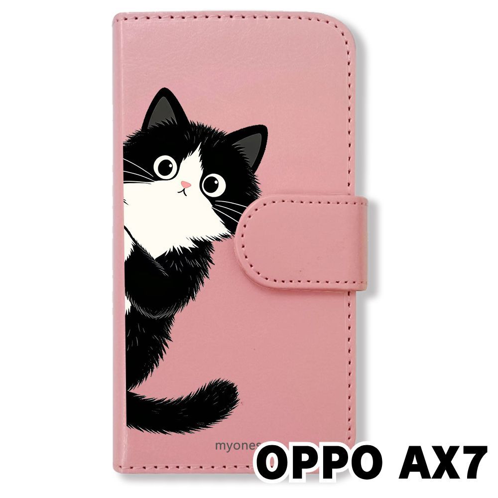 新品未使用】 OPPO AX7 手帳型スマホ ケース カバー(色：ピンク