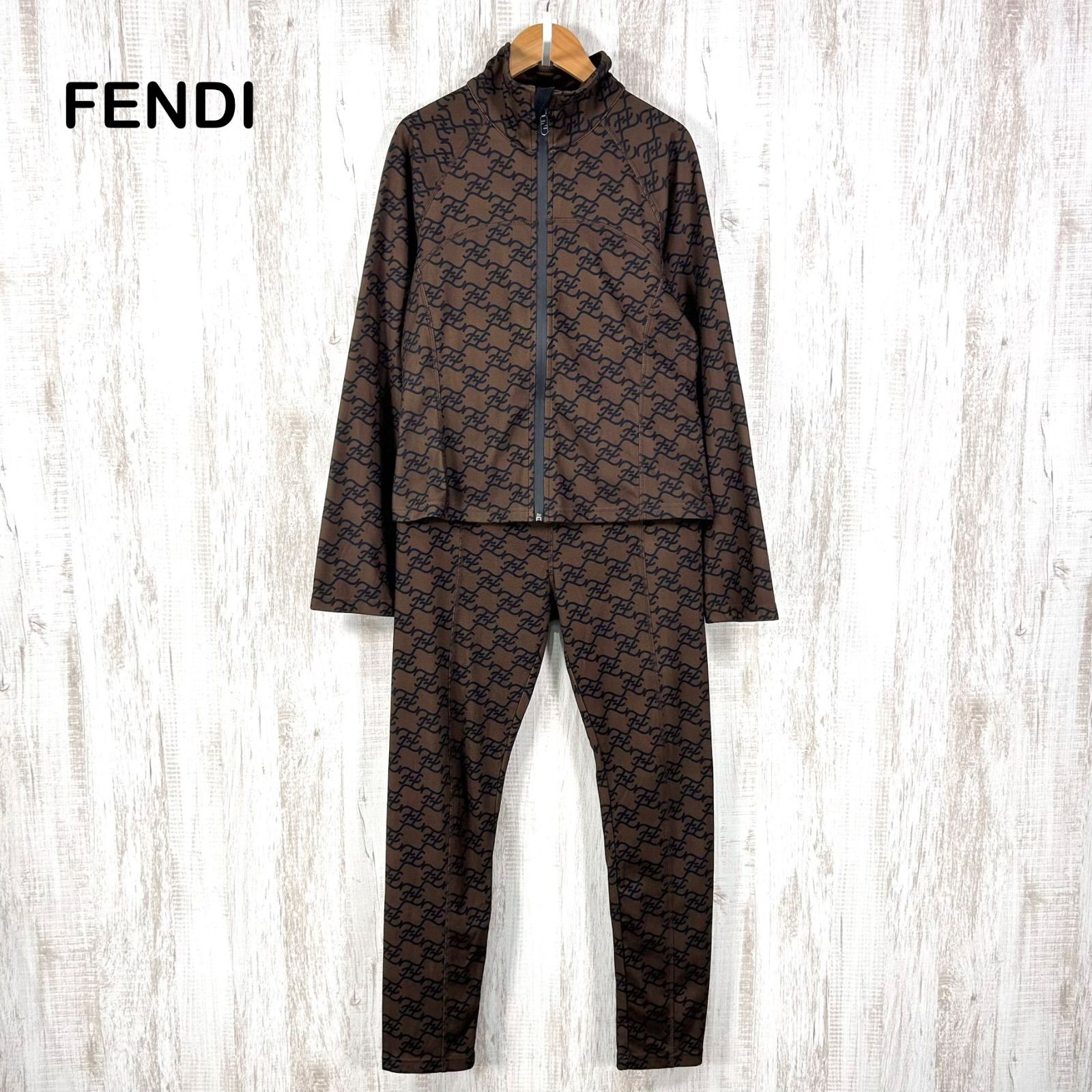 美品 FENDI フェンディ カーリグラフィ 総柄 セットアップ ジャージ 