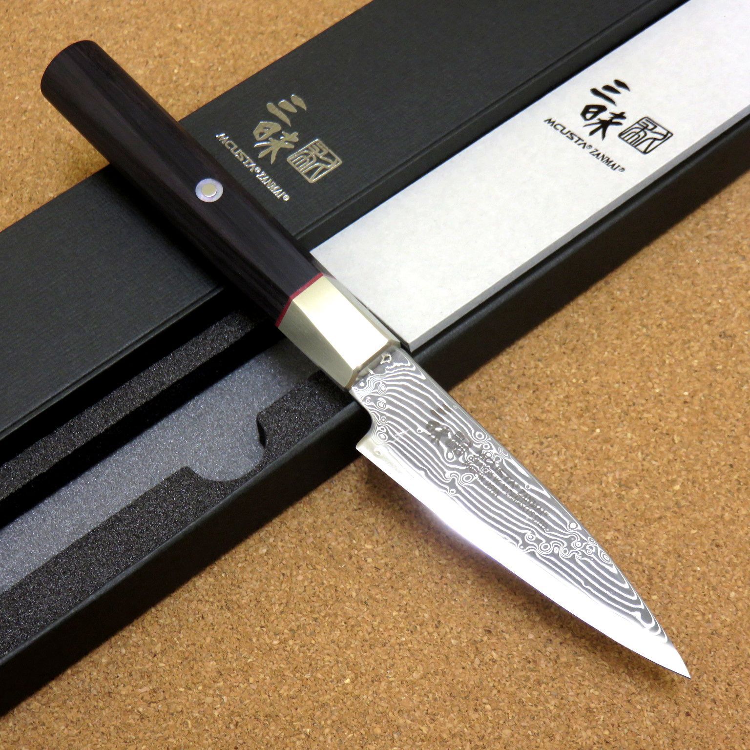 関の刃物 ペティナイフ 90mm 三昧 クラシックプロ3 紅蓮 ダマスカス 包丁