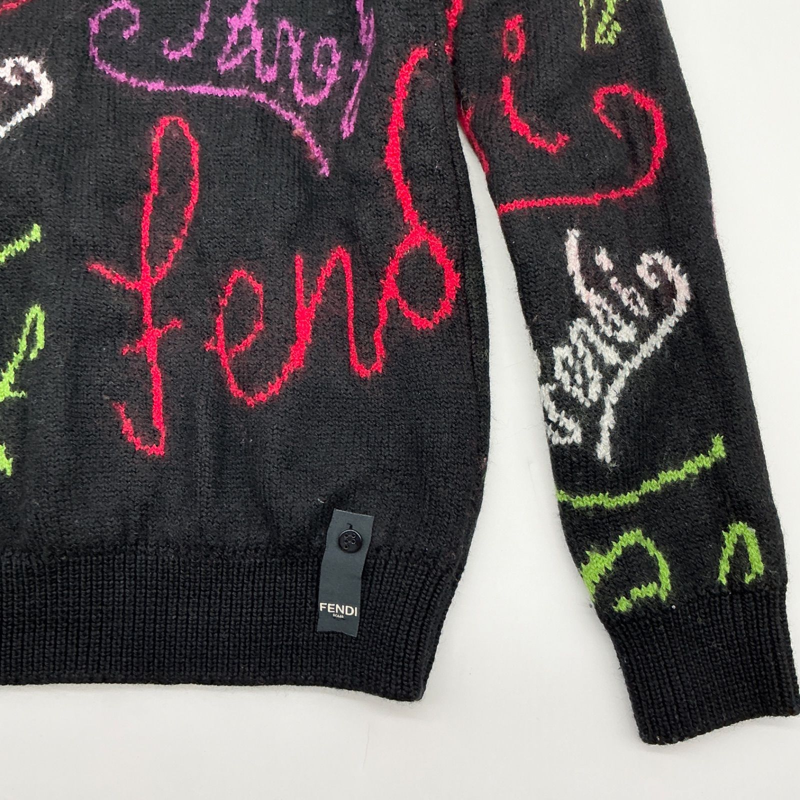 極美品☆FENDI フルジップ パーカーマルチカラーロゴ刺繍 XL 希少モデル FENDI フェンディ 21AW ARTIST ALLOVER HOODIE