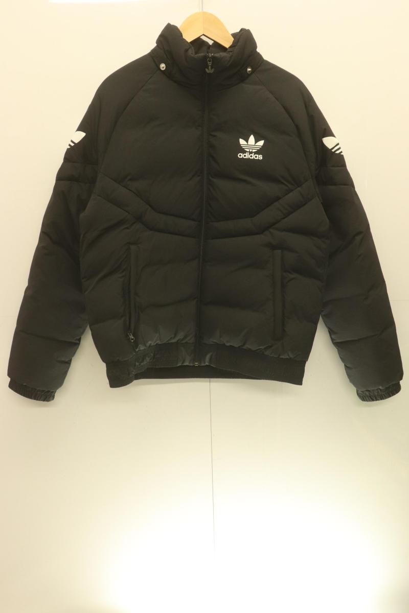 【中古】 adidas メンズダウンジャケット M Blocked Down Jacket adidas M 黒 ブラック 白 ホワイト ロゴ