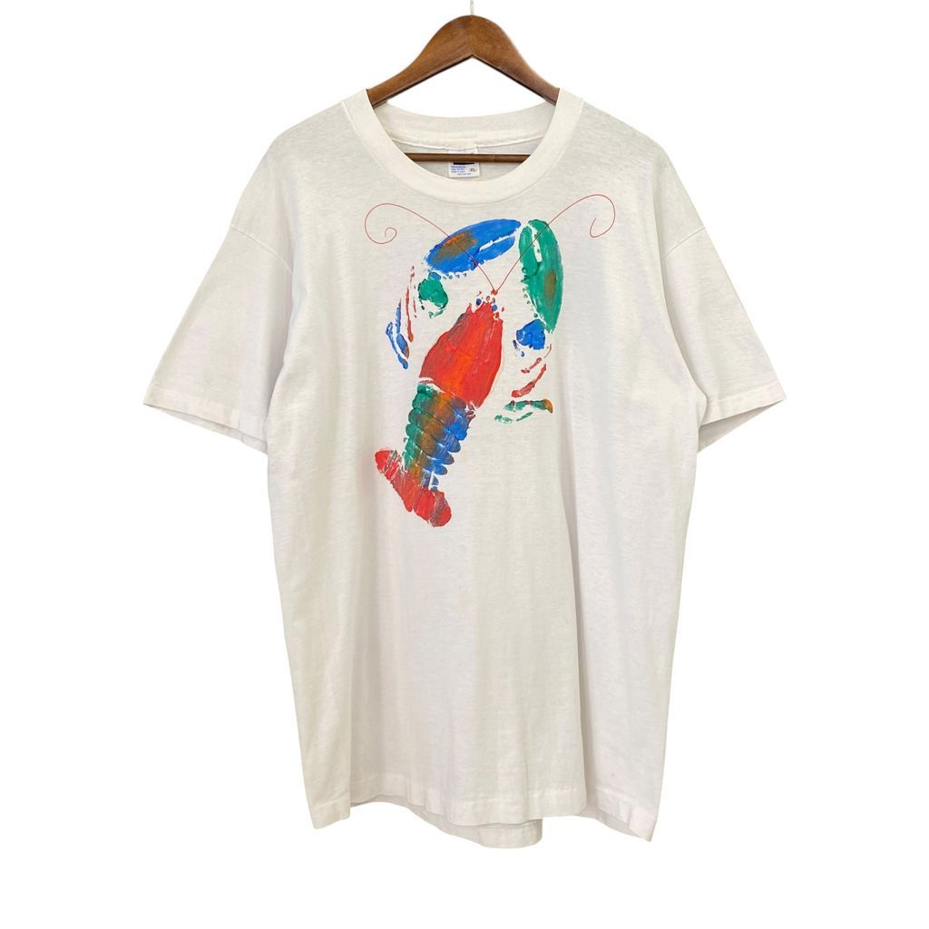 90s anvil アンビル USA製 ロブスター アート 水彩画 プリントTシャツ 白 XL No.S276