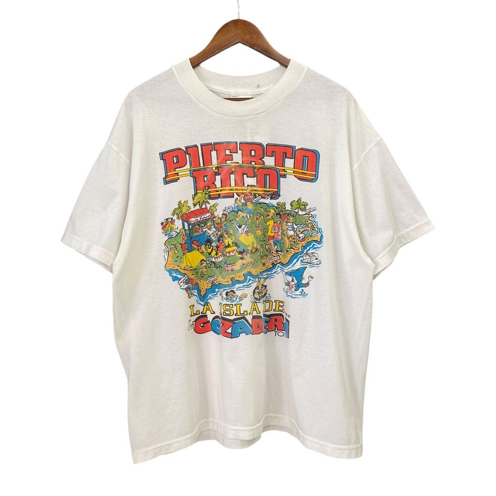 90s Hanes ヘインズ メキシコ製 プエルトリコ スーベニア お土産 Tシャツ 白 XL No.S277