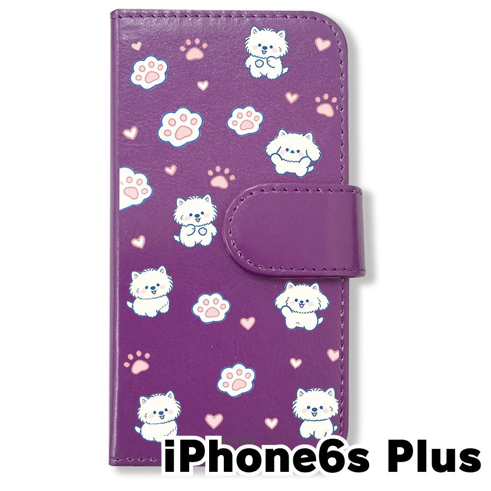 ★ホンホン★GPSケース まあるいしまえながパープル/ 合皮パープル 新品未使用】 iPhone6 Plus / 6s Plus 手帳型スマホ ケース カバー (色