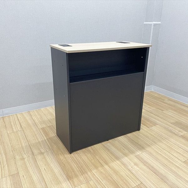 ハイカウンター スチール 受付カウンター 中棚付 受付台 OC ブラック