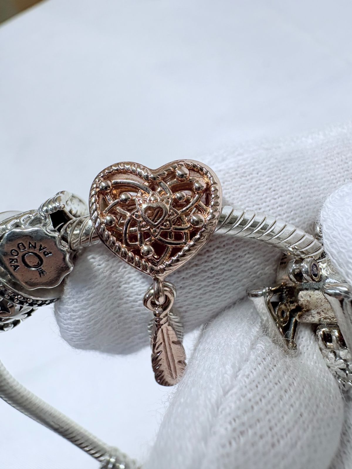 S【バングル】pandora パンドラ チャーム付き バングル ブレスレット