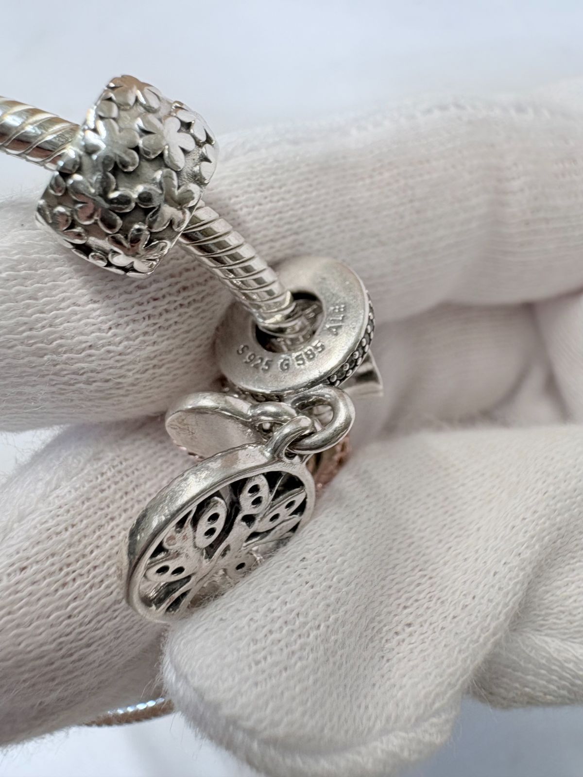S【バングル】pandora パンドラ チャーム付き バングル ブレスレット