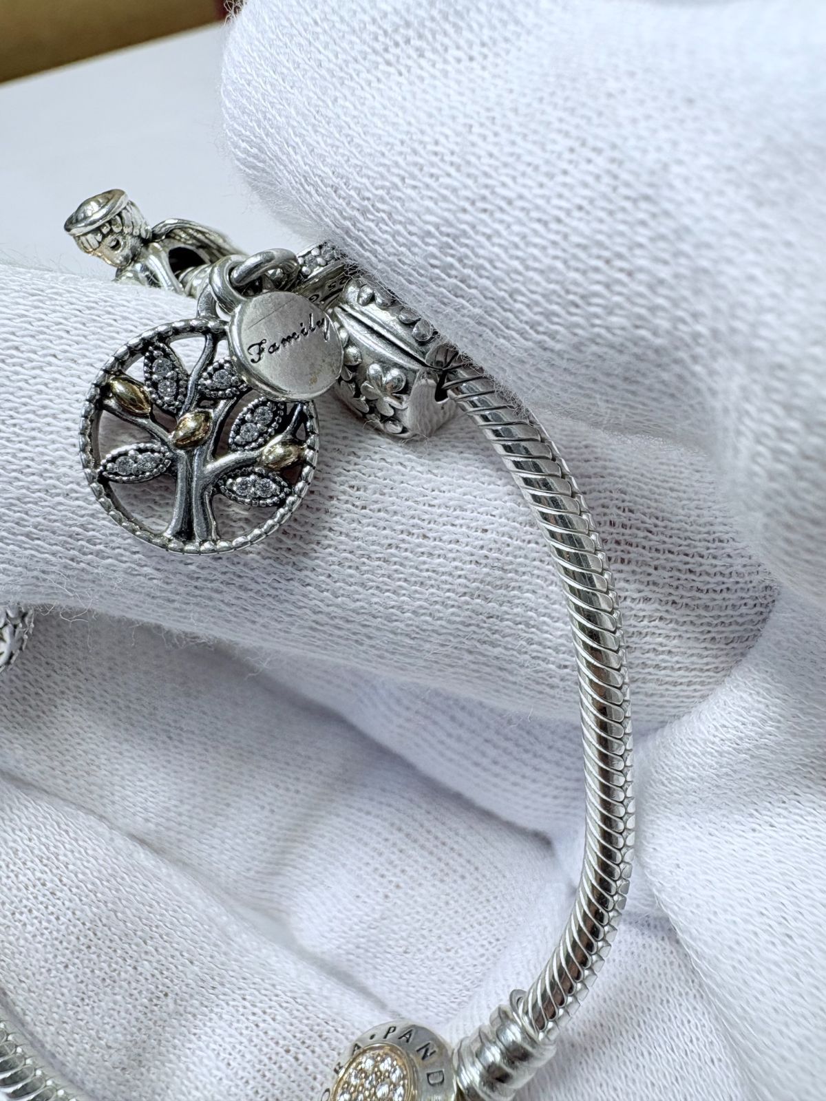 S【バングル】pandora パンドラ チャーム付き バングル ブレスレット