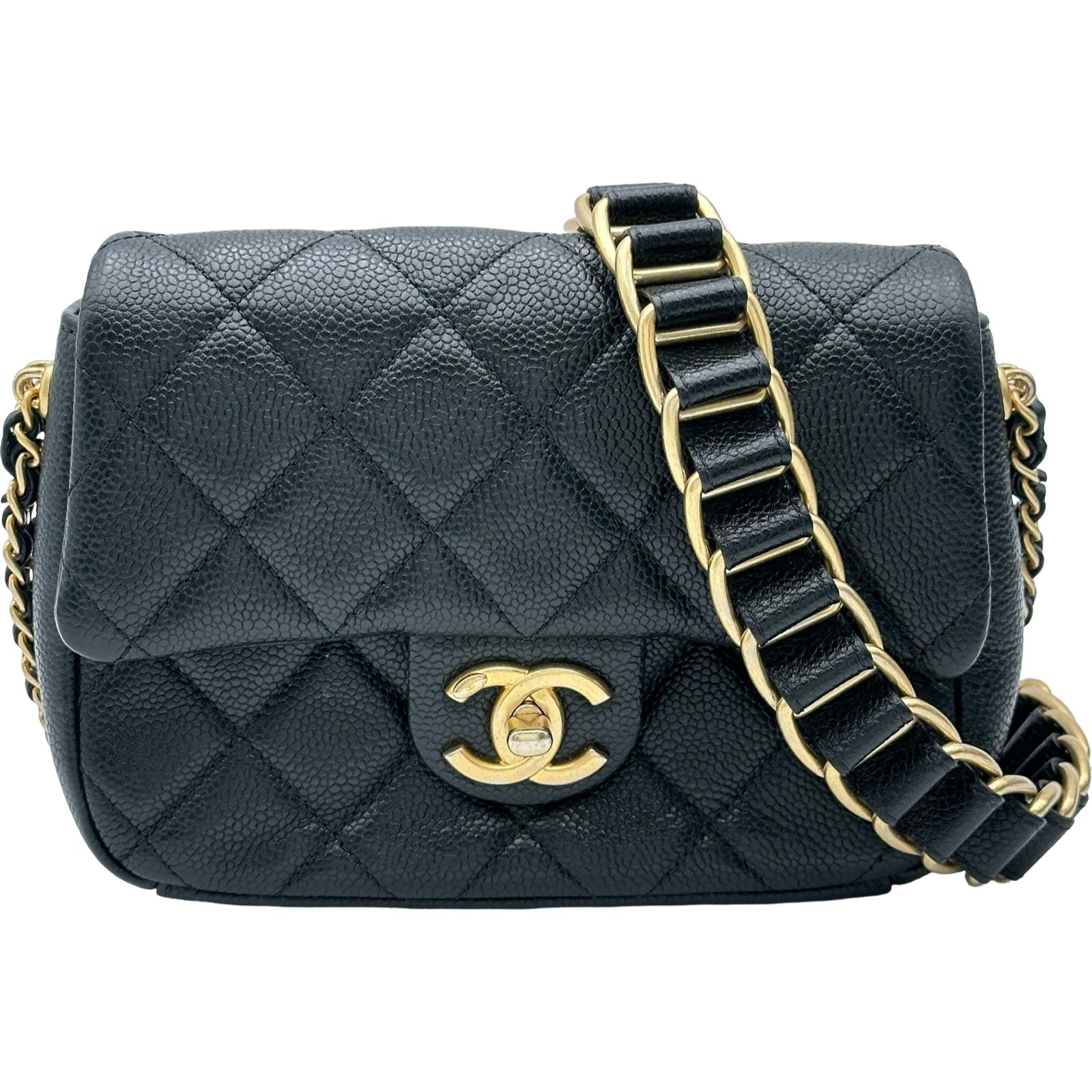 シャネル CHANEL マトラッセチェーンショルダーバッグ AS2528 ブラック ゴールド金具 キャビアスキン レディース ショルダーバッグ