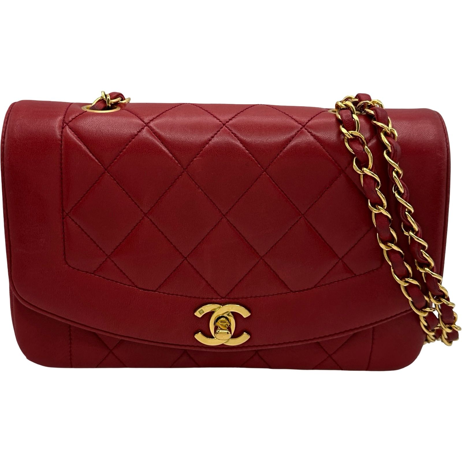 シャネル CHANEL ダイアナ22 A01164 3番台 レッド ゴールド金具 ラムスキン レディース ショルダーバッグ