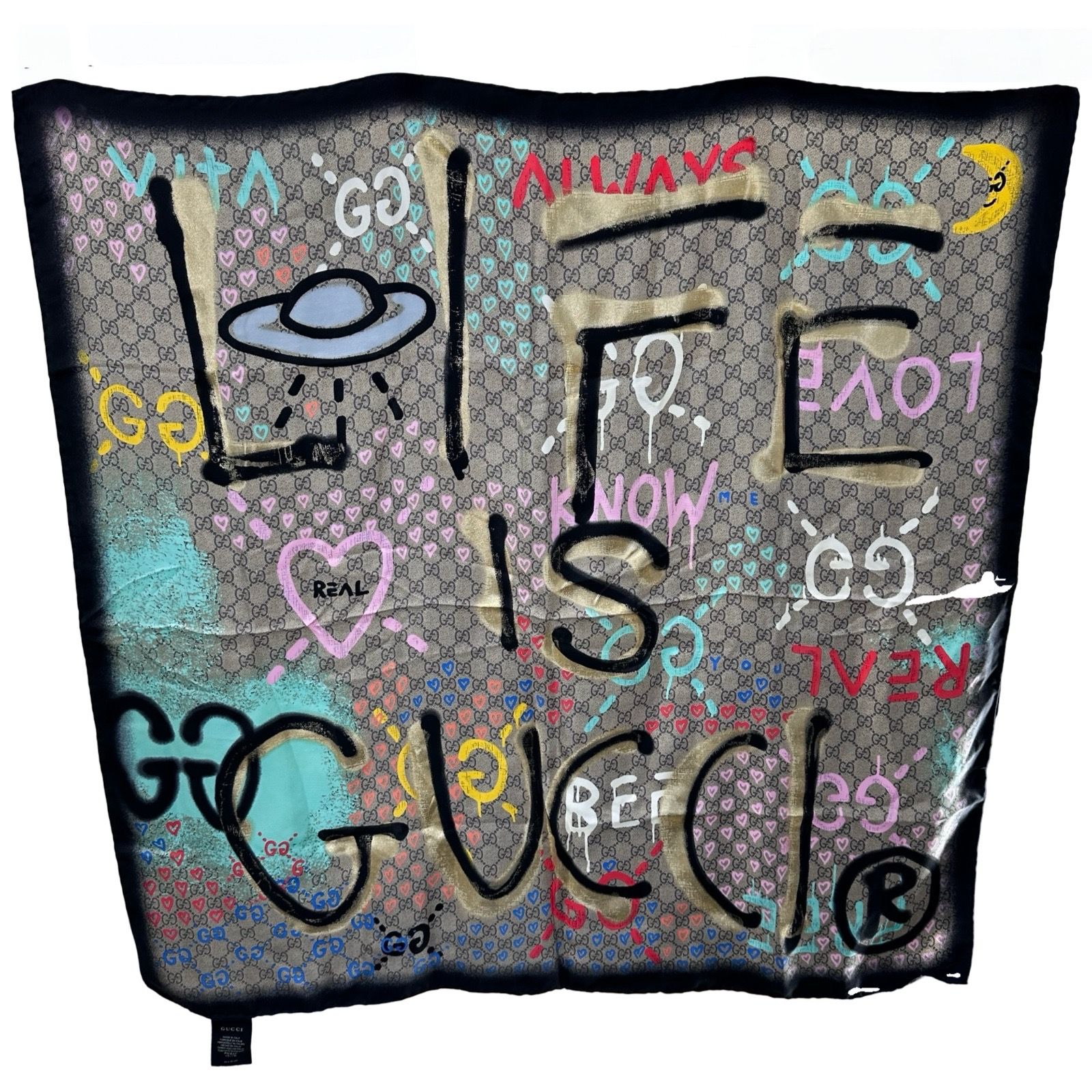 グッチ GUCCI グッチゴースト スカーフ マルチカラー シルク レディース スカーフ
