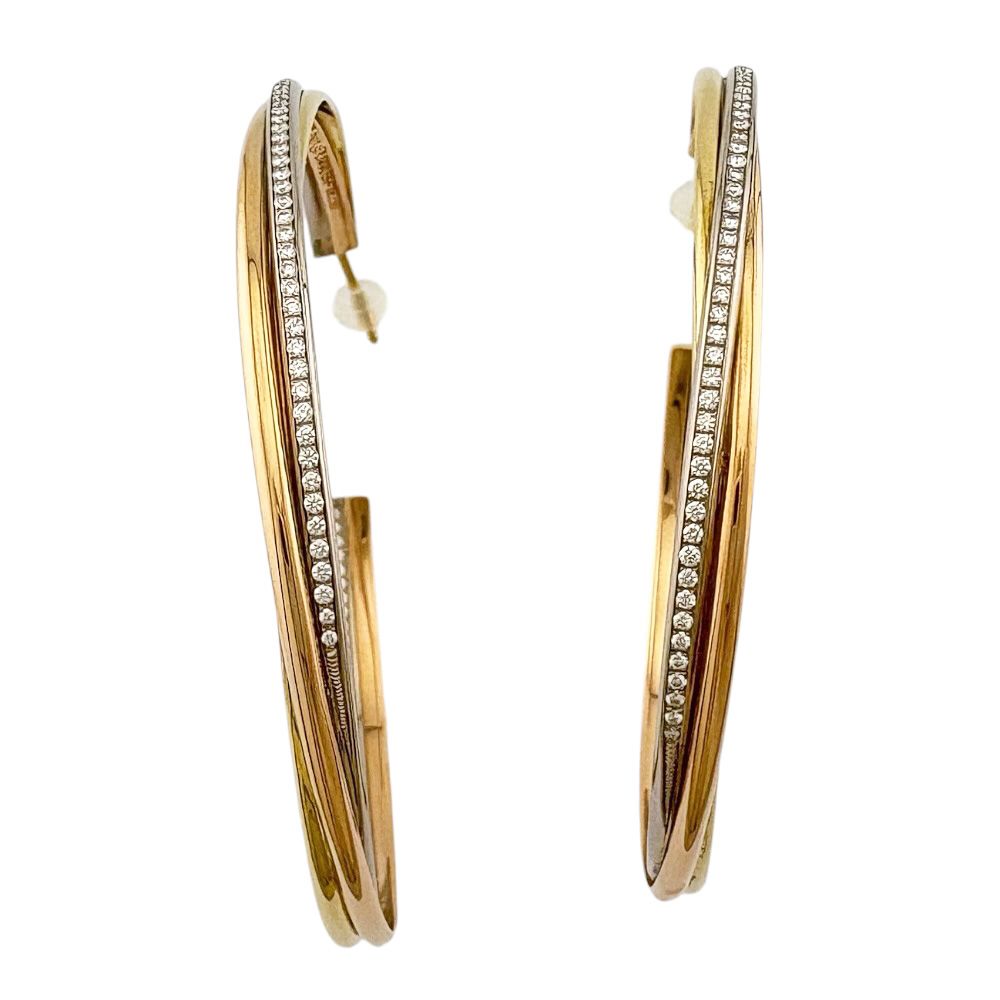 カルティエ トリニティ ピアス 18金 K18イエローゴールド ダイヤモンド レディース CARTIER 中古 カルティエ