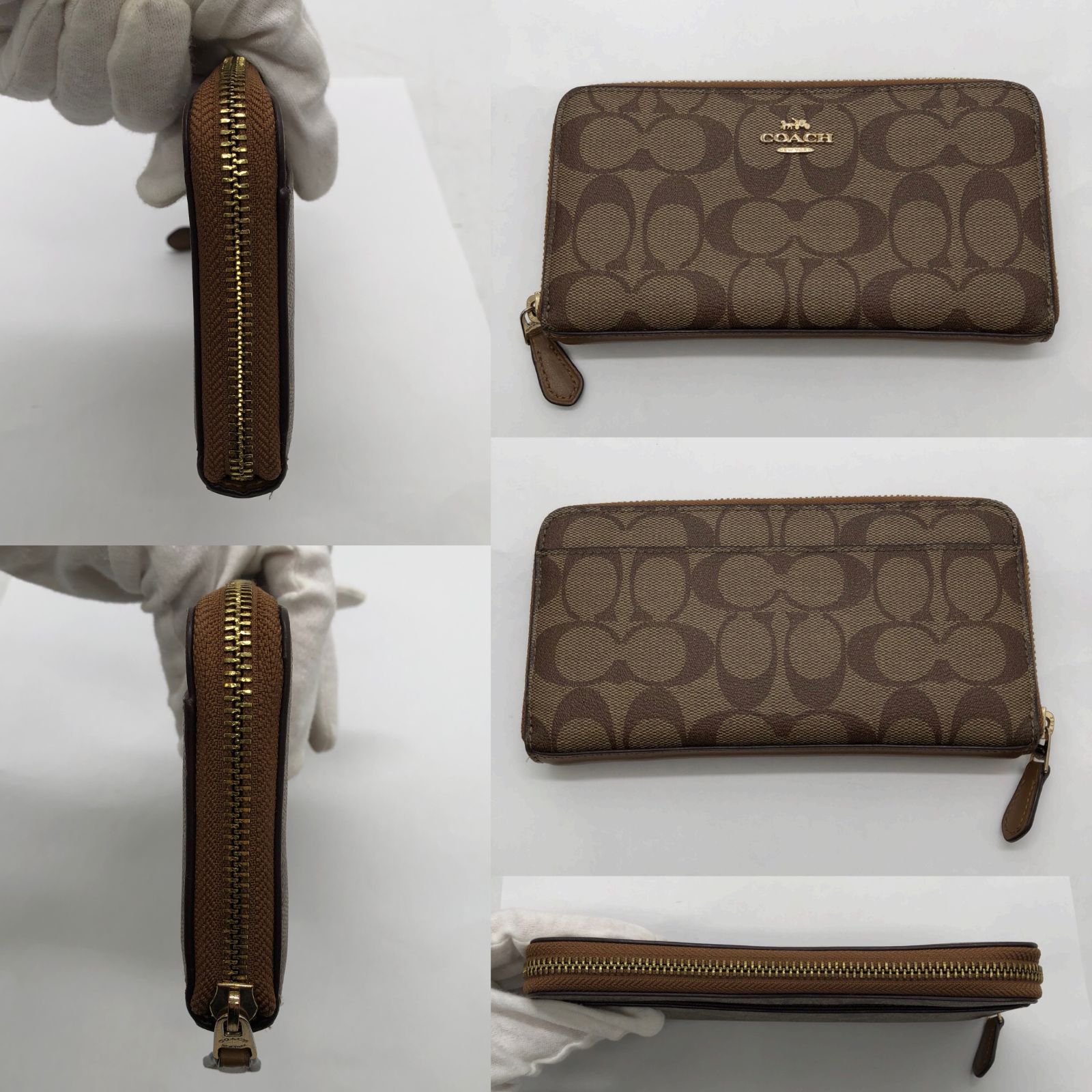 ◎S033 COACH コーチ シグネチャー柄 ラウンドファスナー 長財布 (ma 