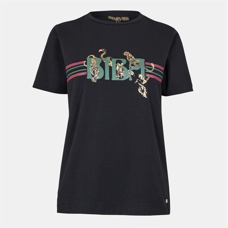 ビバ レディース トップス Tシャツ ロゴ Biba Logo TShirt Animal Black ブラック
