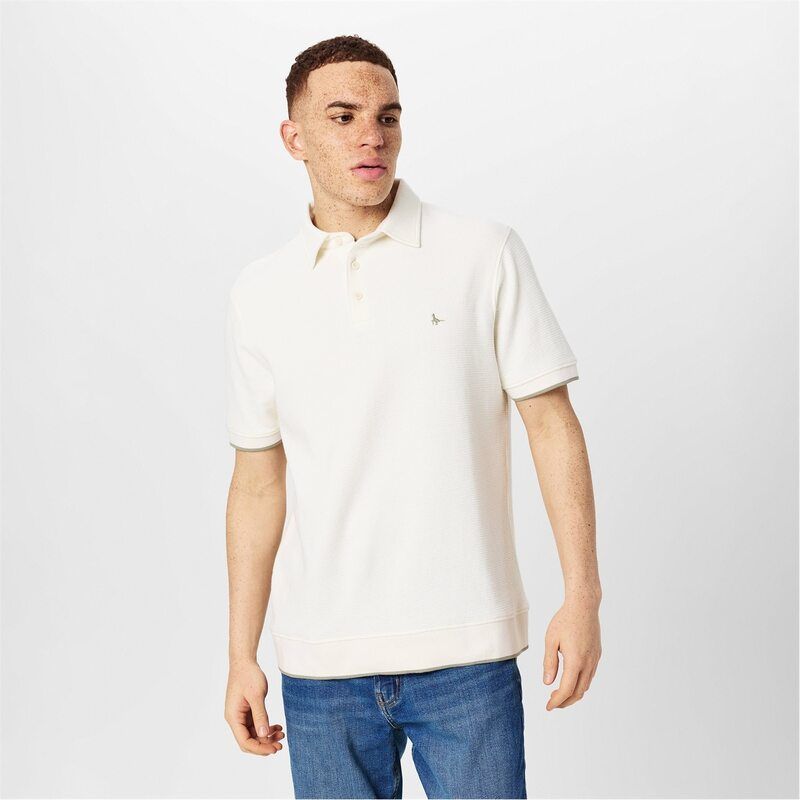 ジャック ウィルス メンズ トップス Tシャツ ポロシャツ Jack Wills Textured Polo Shirt Bone White ホワイト