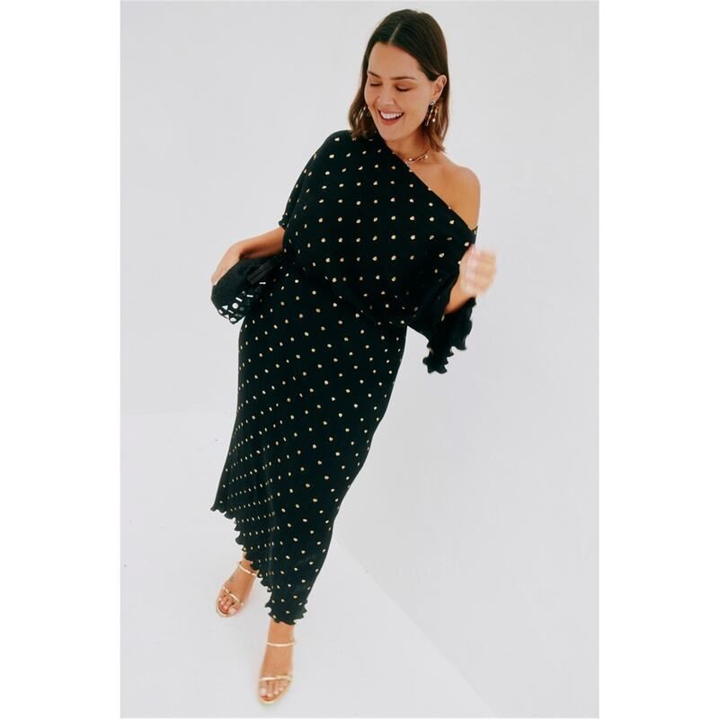 ネバーフリードレスド レディース トップス ワンピース Never Fully Dressed Tilly Plisse Dress Black ブラック