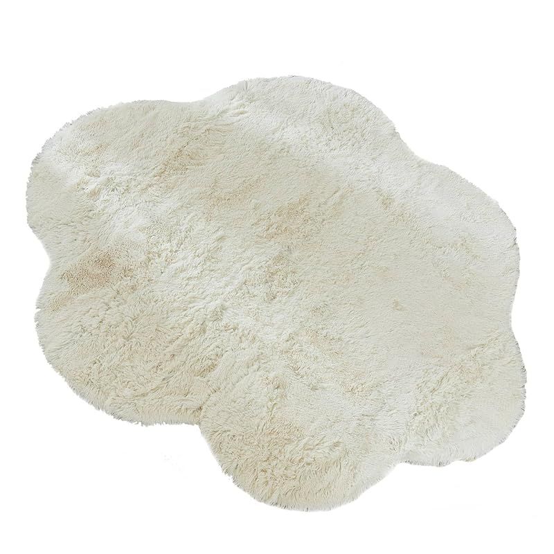 グラムスタイル ラグ 洗える ラグマット 滑り止め付 抗菌 防臭 オールシーズン対応 雲形 130x170cm スノー