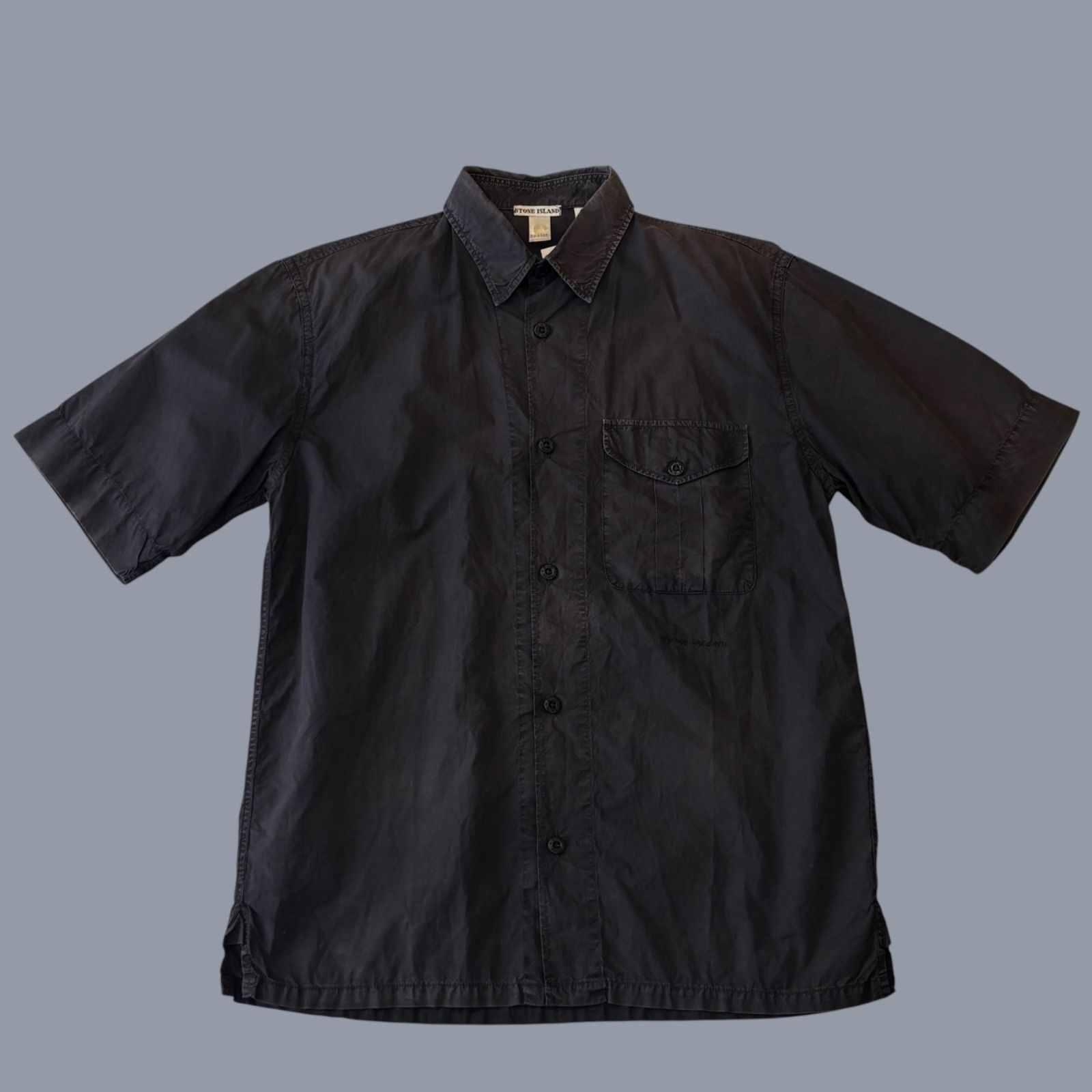 OLD STONE ISLAND S/S SHIRT オールド ストーンアイスランド 半袖シャツ S charcoal チャコール 596191 古着