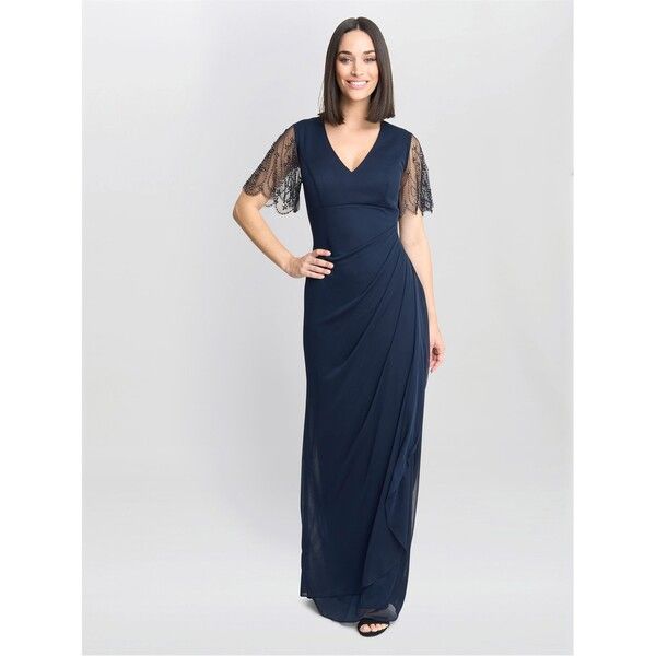 ジーナバッコーニ レディース トップス ワンピース Vネック マキシワンピース マキシ Gina Bacconi Josephine V Neck Maxi Dress NAVY ネイビー