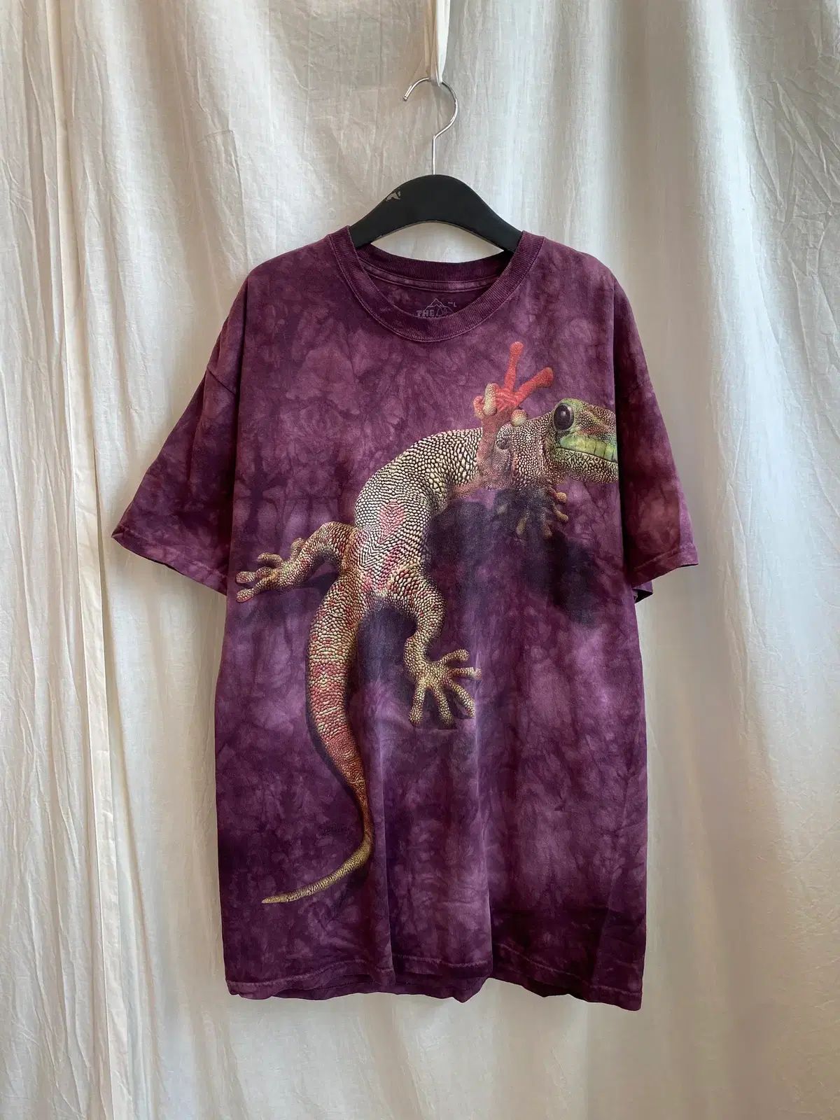 THEMOUNTAIN トカゲ パープルタイダイ 半袖Tシャツ(L)