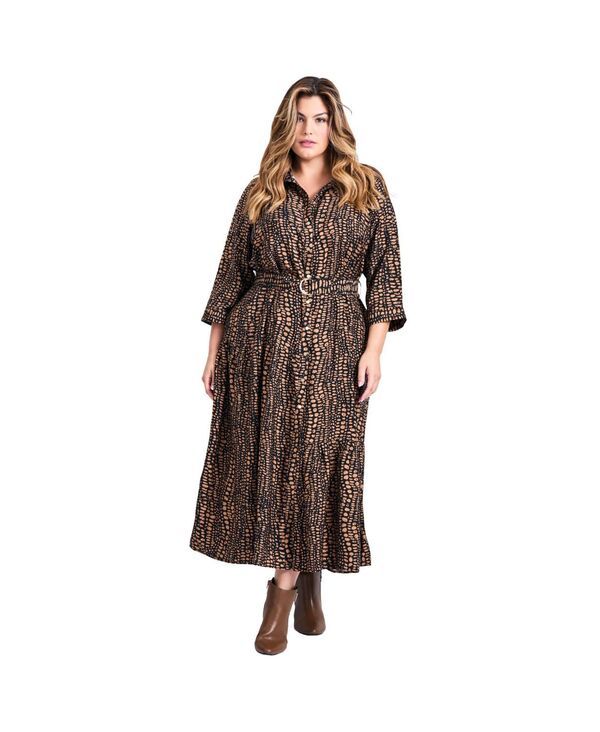 アベニュー レディース トップス ワンピース シャツワンピース シャツ AVENUE Womens Flora Belted Shirtdress Copper fusion