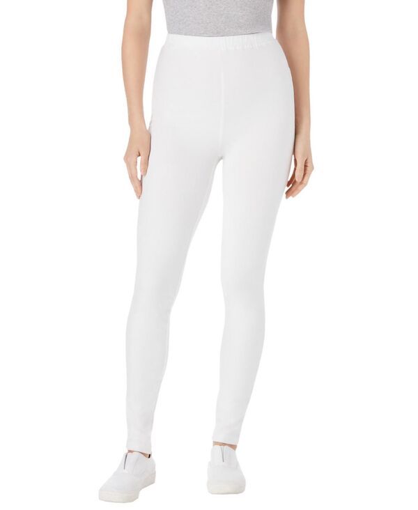 ウーマン ウィズイン レディース ボトムス カジュアルパンツ コットン レギンス ニット Woman Within Womens Within StretchCotton Knit PullOn Leggings White ホワイト