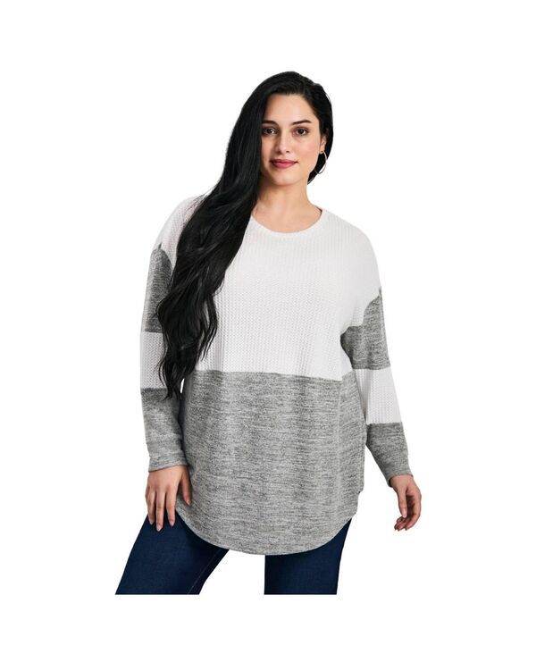 アベニュー レディース アウター ニット・セーター AVENUE Womens Leisure Splice Hacci Top Ivory grey marled アイボリー