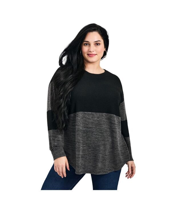 アベニュー レディース アウター ニット・セーター AVENUE Womens Leisure Splice Hacci Top Charcoal black marled ブラック