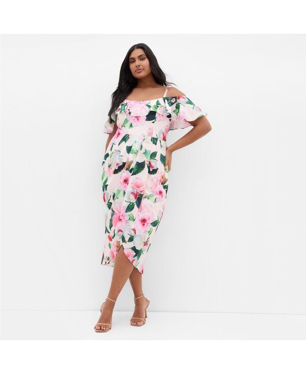 シティーシック レディース トップス ワンピース プラスサイズ CITY CHIC Womens Plus Size Love Me Do Dress Pink garden ピンク