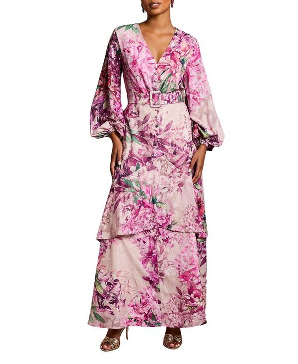 コースト レディース トップス ワンピース シフォン Coast Womens Chiffon Midaxi Dress With Belt Pink ピンク
