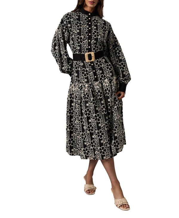 コースト レディース トップス ワンピース シャツワンピース シャツ Coast Womens Long Sleeve Belted Shirt Dress Black ブラック