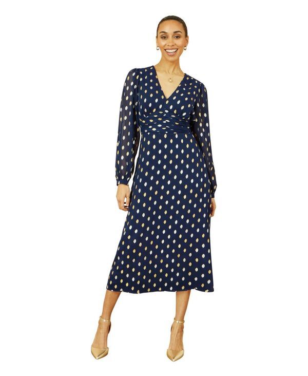 ユミキム レディース トップス ワンピース ミディワンピース プリント ミディ Yumi Womens Elegant Foil Print Midi Dress Navy ネイビー