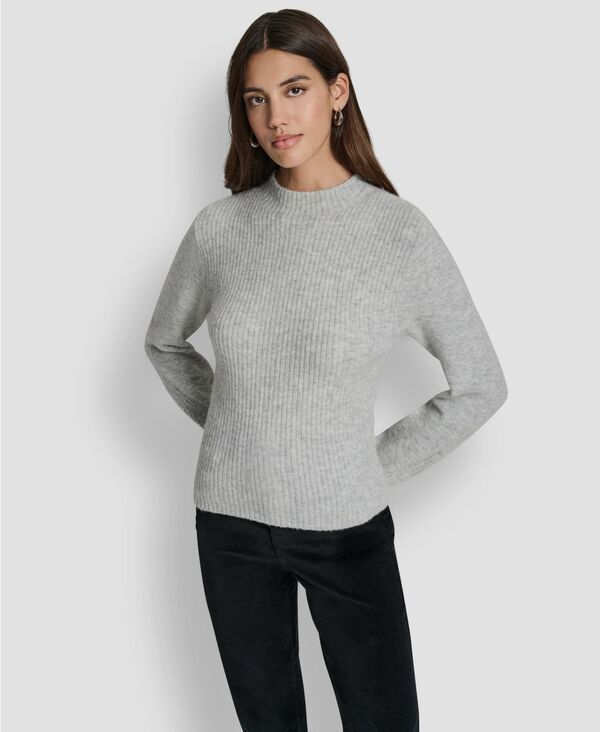 ダナキャランニューヨーク レディース アウター ニット・セーター クルーネック セーター DKNY Jeans Womens Crewneck Blouson Sleeves Sweater Sky Grey Heather グレー